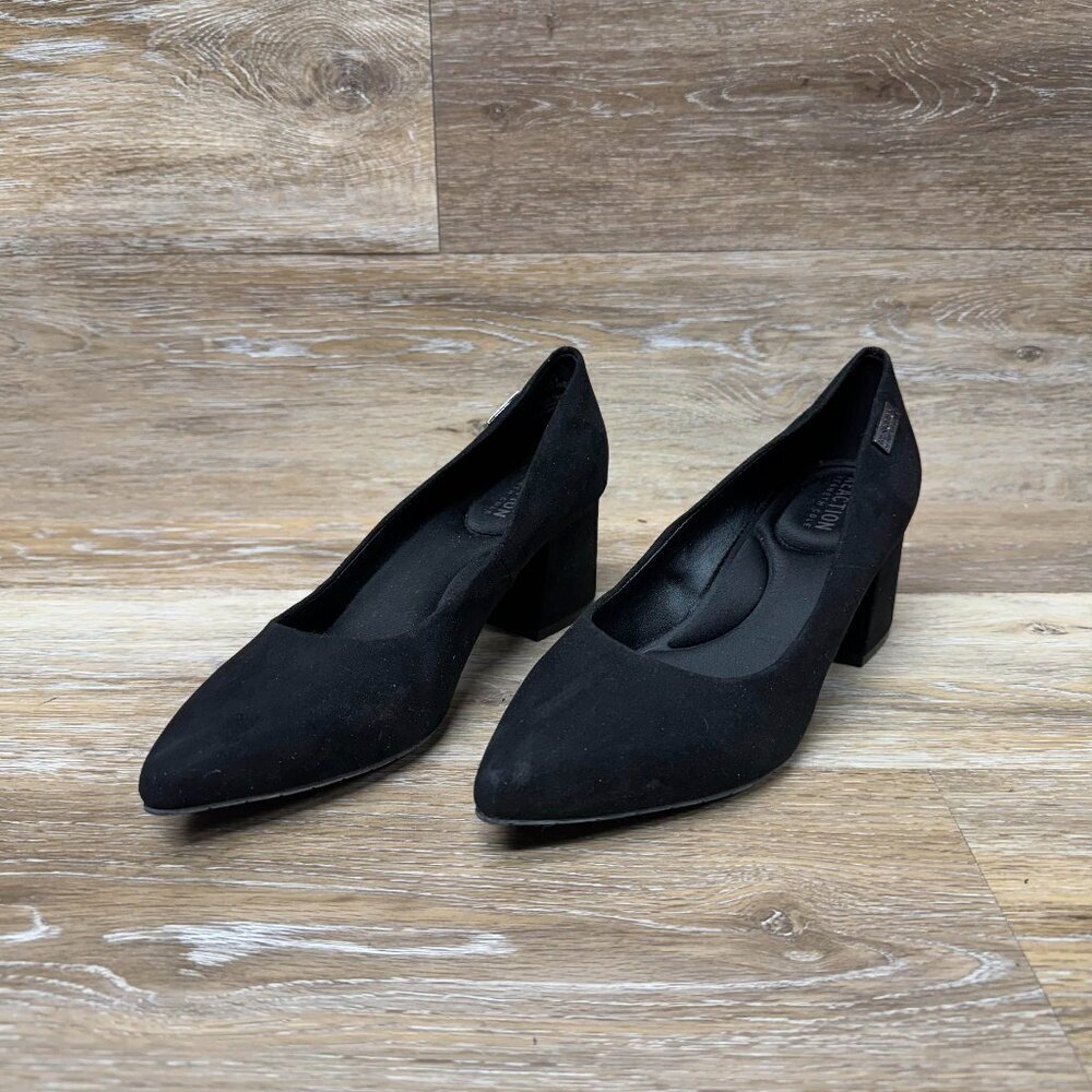 Kenneth Cole Kick Black Suede Pump Block Heel Women's Size 8